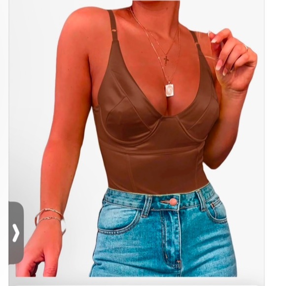 Feelin girl XL NWOT SATINY COPPER COLOR UNDERWIRE BODY SUIT - Picture 1 of 6